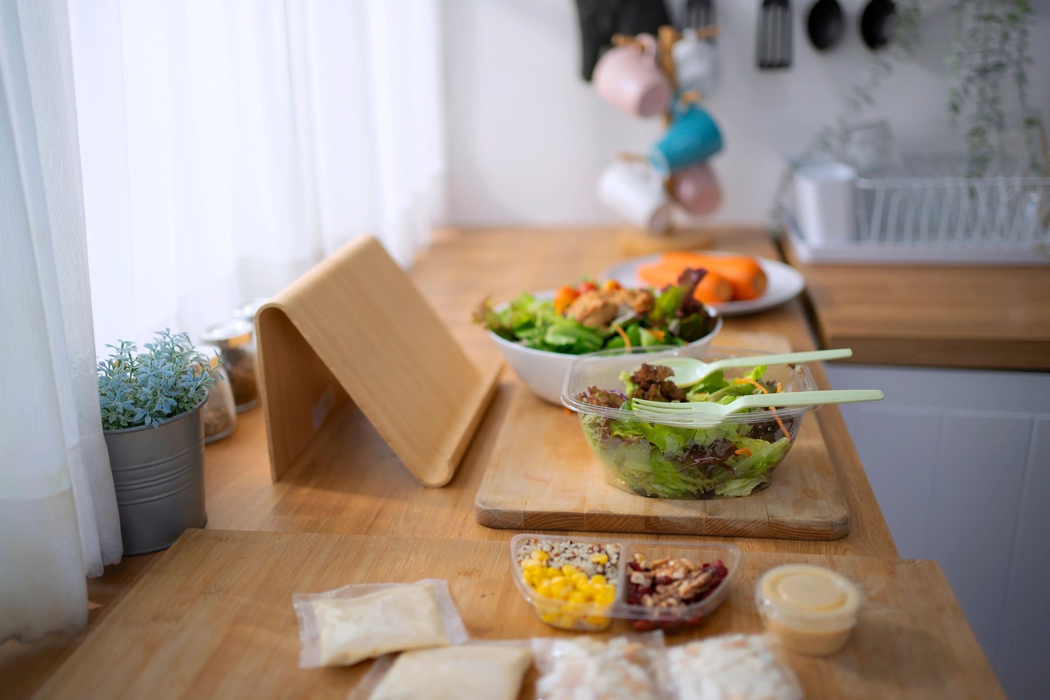 Fresh healthy salad meal prepared in a kitchen
